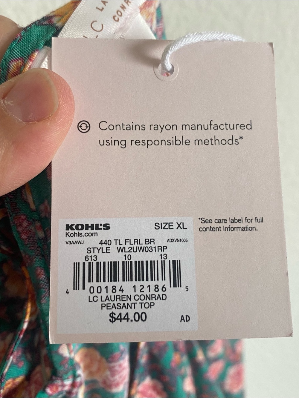 LC Lauren Conrad Teal Floral Peasant Blouse - Picture 10 of 12